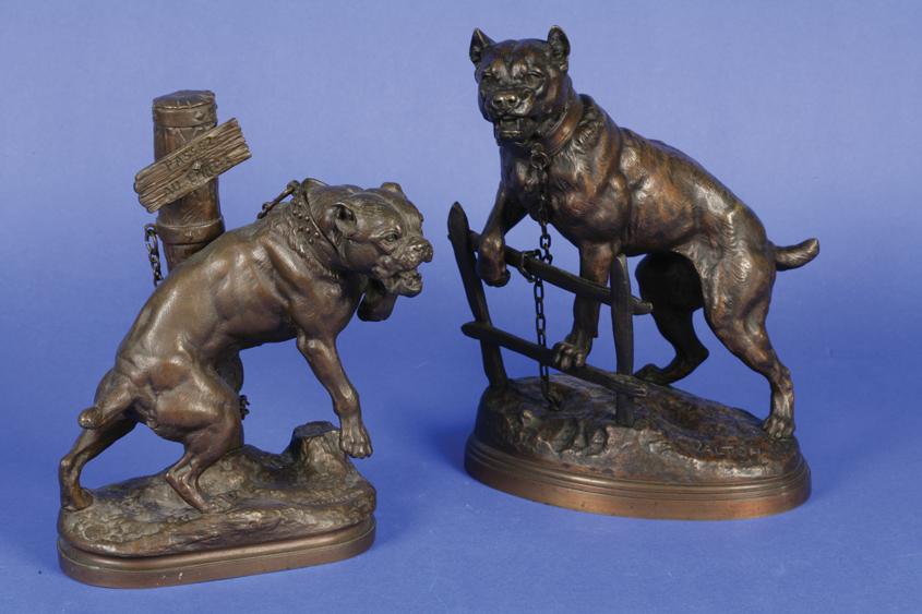 Appraisal: CHARLES VALTON A bronze model of a Mastiff chained to