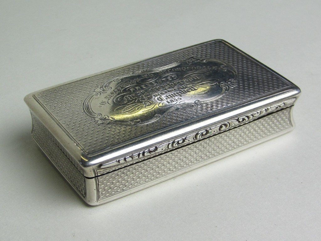 Appraisal: th Century hallmarked silver snuff box with engine turned decoration