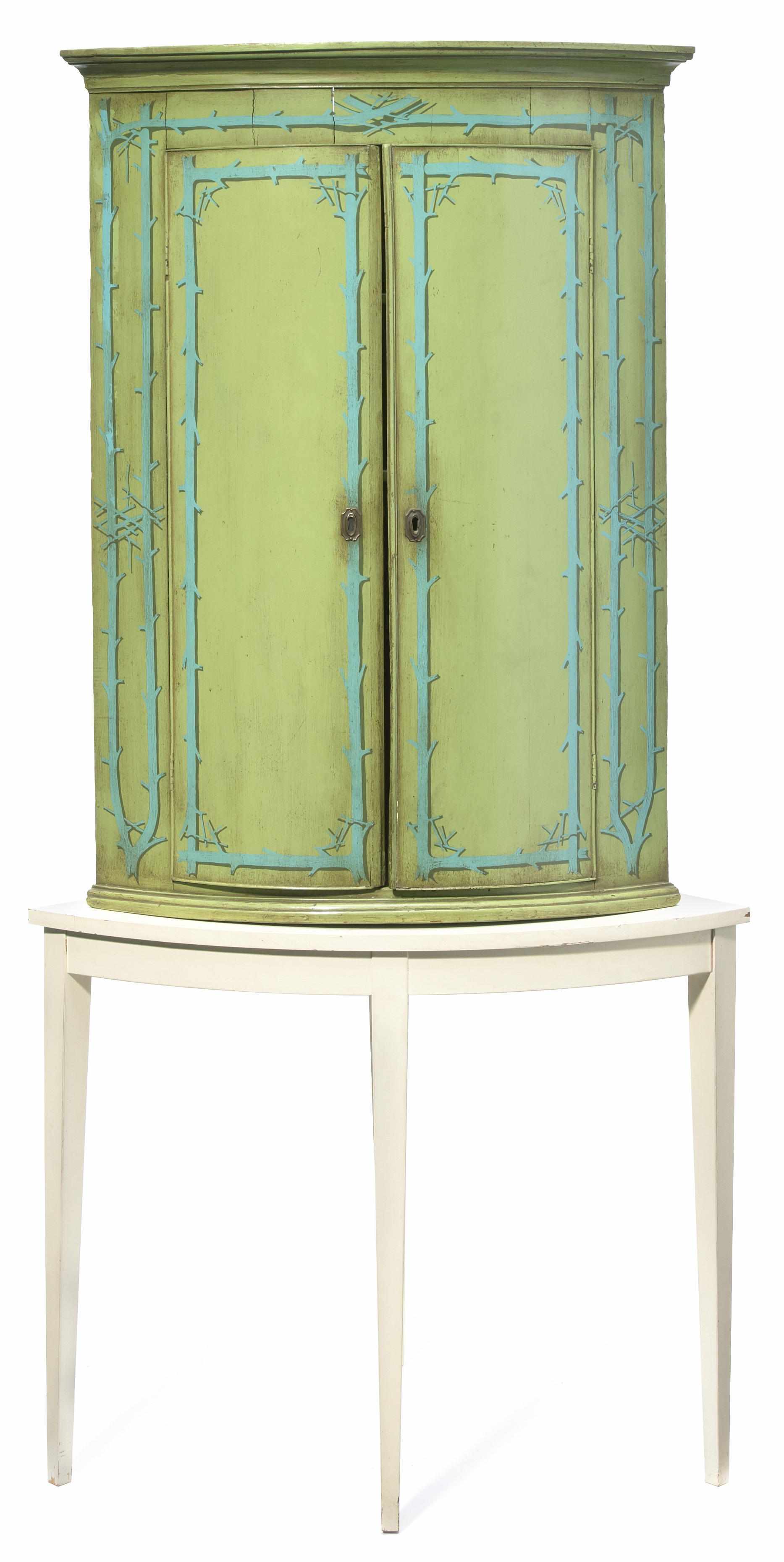 Appraisal: An early John Dickinson painted wood hanging corner cabinet and