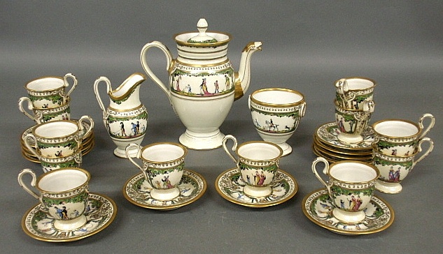 Appraisal: - French Limoges porcelain tea service Promanade au Palais Royal