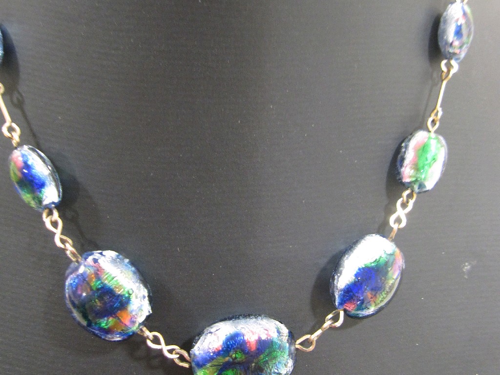 Appraisal: Edwardian multi coloured glass spacer necklace