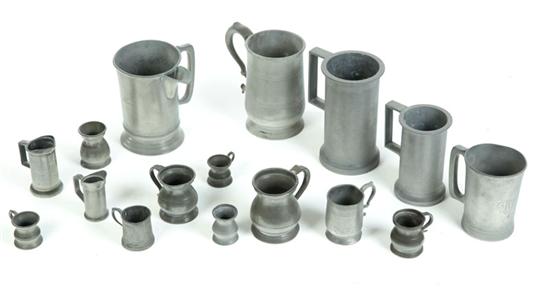 Appraisal: GROUP OF PEWTER MEASURES European th century Sixteen measures including