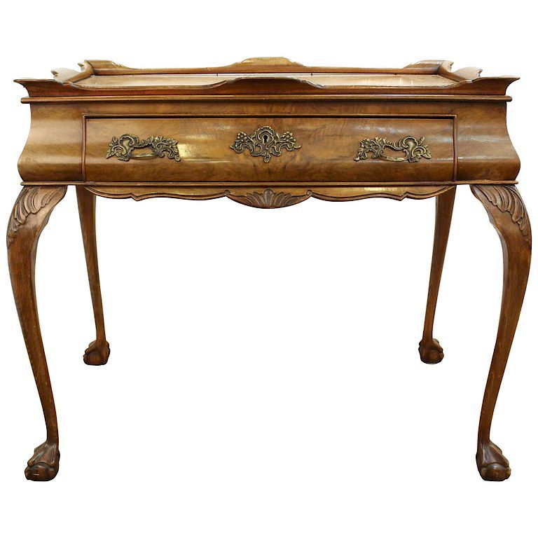 Appraisal: Chippendale Manner Carved Wood Side Table Chippendale manner single drawer