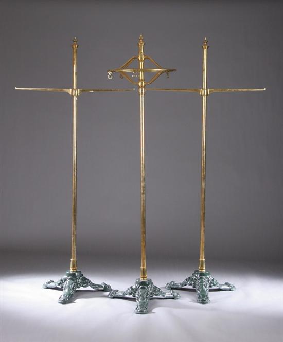 Appraisal: THREE FRENCH BRASS-MOUNTED GENTLEMEN'S SUIT VALETS Early th century Each