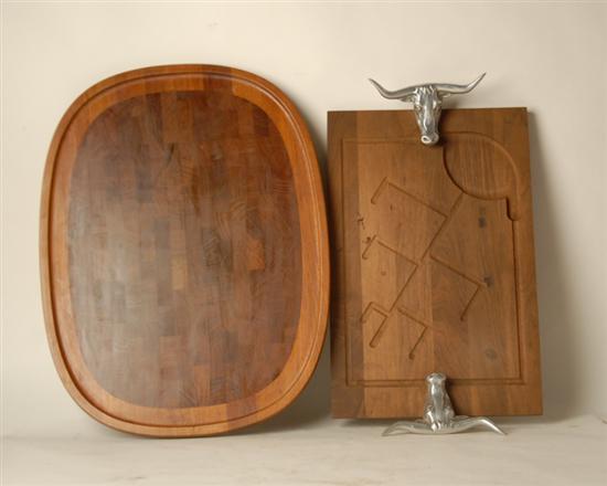 Appraisal: Dansk Teak Tray with parquet design and Unsigned Walnut Tray