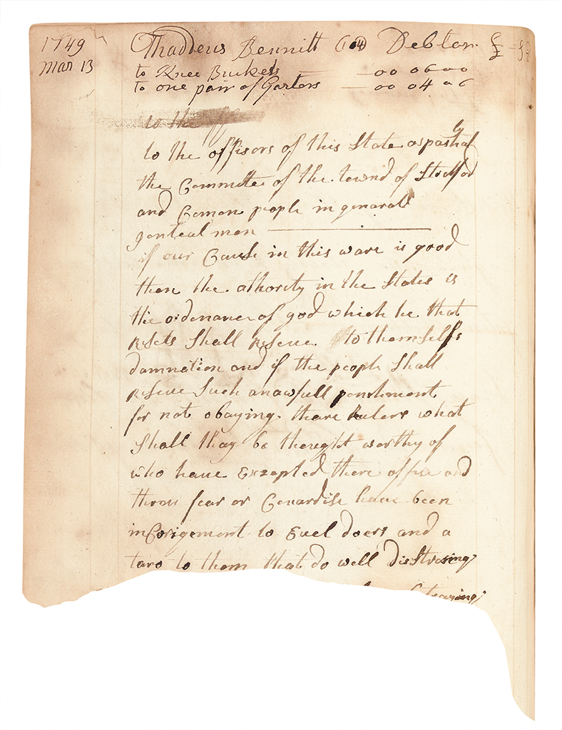 Appraisal: CONNECTICUT Ledger and record book of the Curtis-Stratton family of