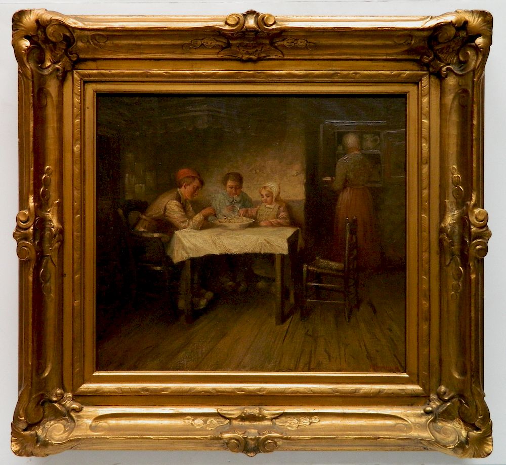 Appraisal: th c European School oil th c European School- Meal