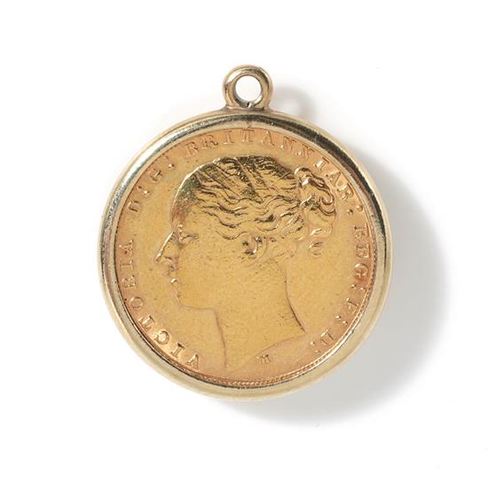 Appraisal: British Victoria Gold Sovereign bezel-set as pendant g Provenance South