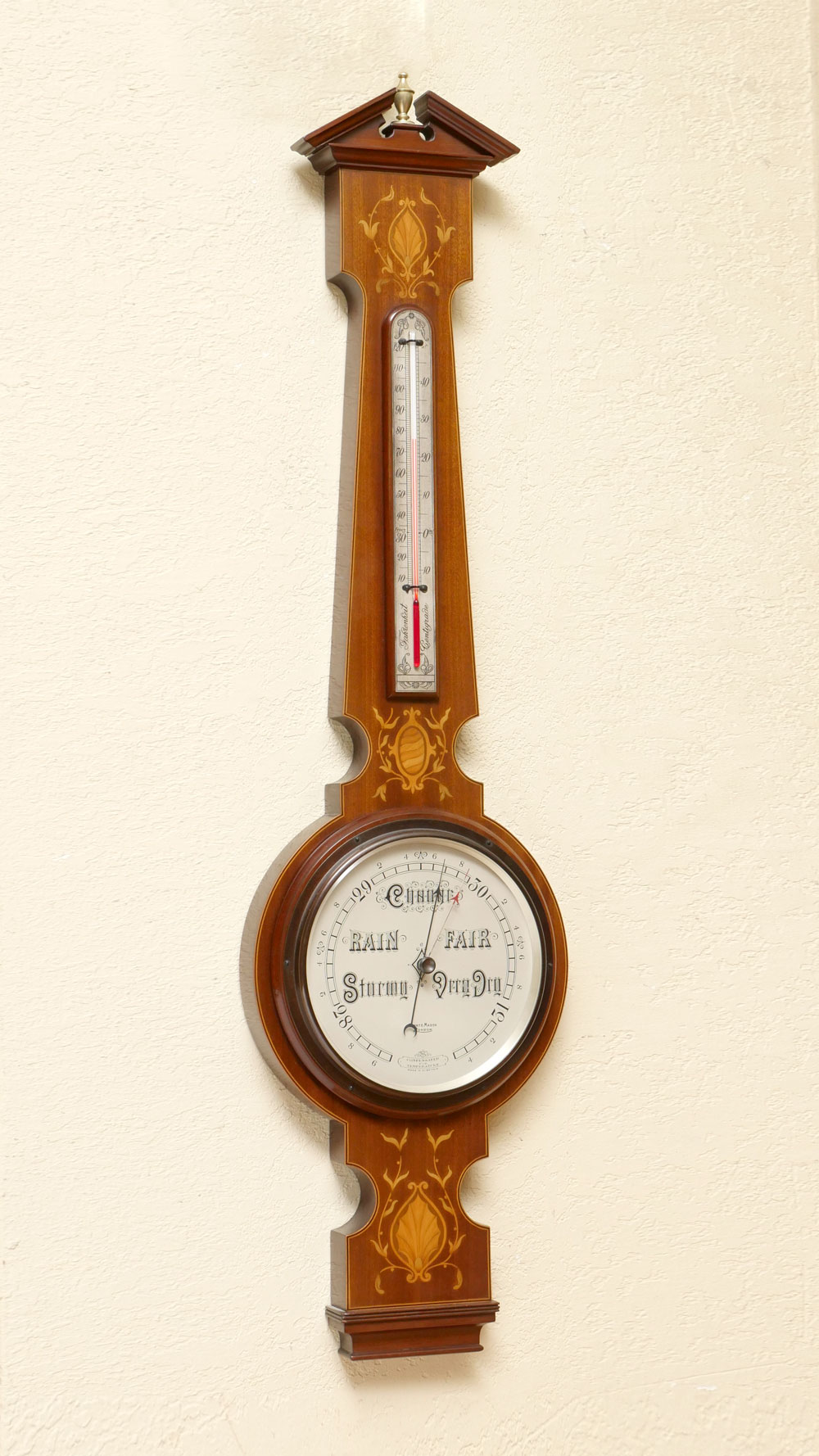 Appraisal: SHORT MASON INLAID ENGLISH BAROMETER Early th Century Short Mason