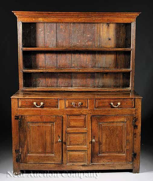 Appraisal: An Antique Oak Welsh Dresser late th c the superstructure