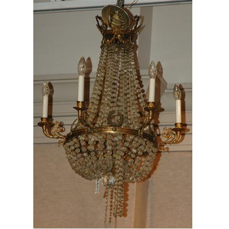 Appraisal: Neoclassical Style Gilt-Metal and Cut-Glass Six-Light Chandelier Estimate -