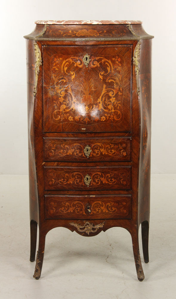 Appraisal: - Marquetry Inlaid French Desk French desk with marquetry inlay