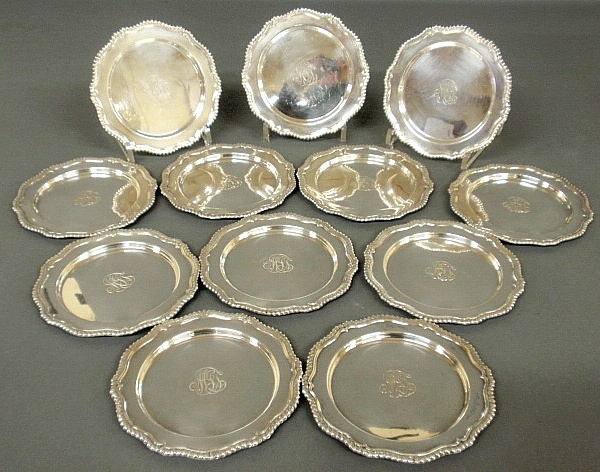 Appraisal: - Set of twelve Georgian style sterling silver bread butter