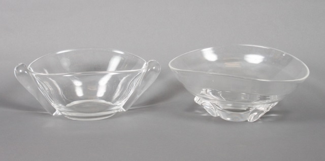 Appraisal: Two Steuben crystal center bowls oval center bowl - designed