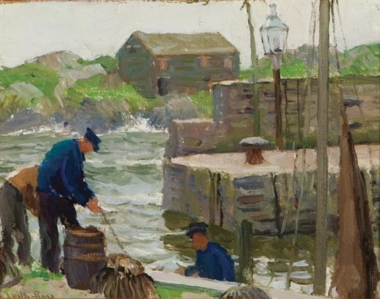 Appraisal: LEITH-ROSS HARRY American - ''On the Wharf'' Polperro Cornwall oil