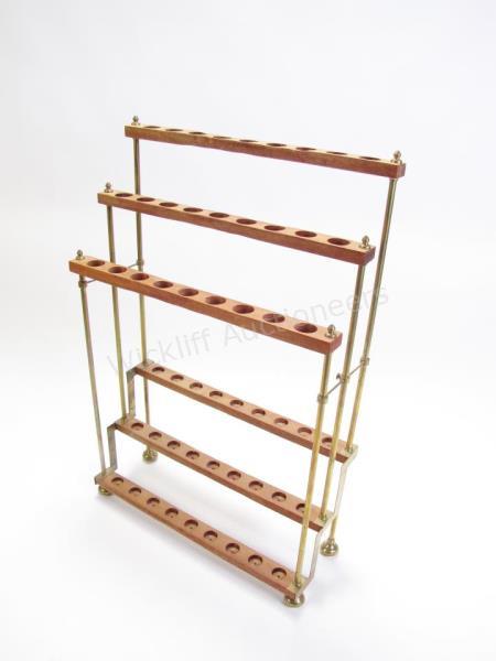 Appraisal: Brass and Wood Cane Stand three tier stand holds canes