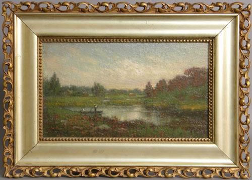 Appraisal: Oil on board landscape signed M B Ray x