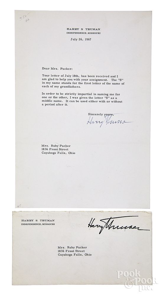 Appraisal: Harry S Truman signed typed letter Harry S Truman signed