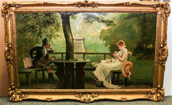 Appraisal: Sale Lot H Garland th century Courting Couple oil on