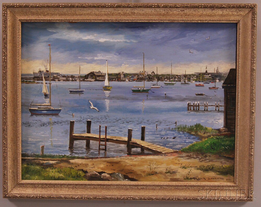 Appraisal: American School th Century Harbor View Signed and dated FRANK