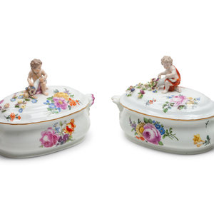 Appraisal: A Pair of Continental Porcelain Covered Dishes marked on the