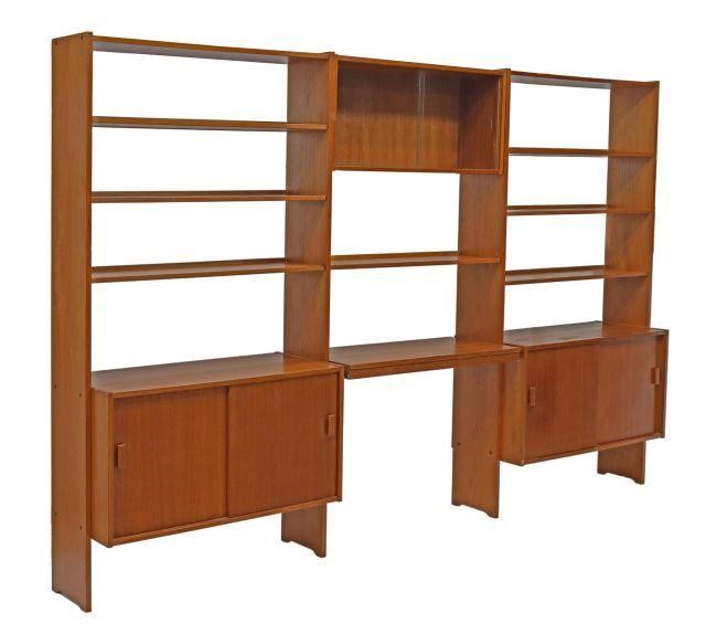 Appraisal: Danish mid-century modern teak wall unit bookcase c s with