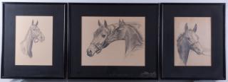 Appraisal: Lois Church Equestrian Drawings Three Two signed Lois Church '