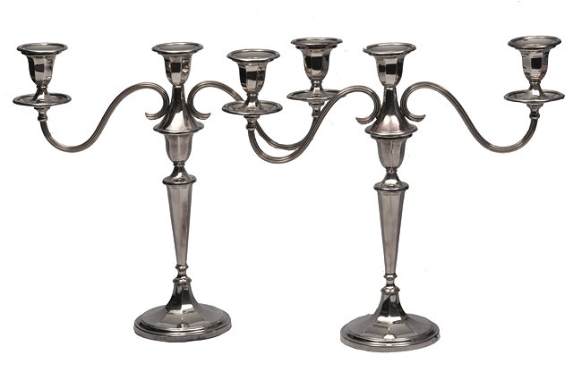 Appraisal: A PAIR OF MID TH CENTURY SILVER THREE LIGHT CANDELABRA