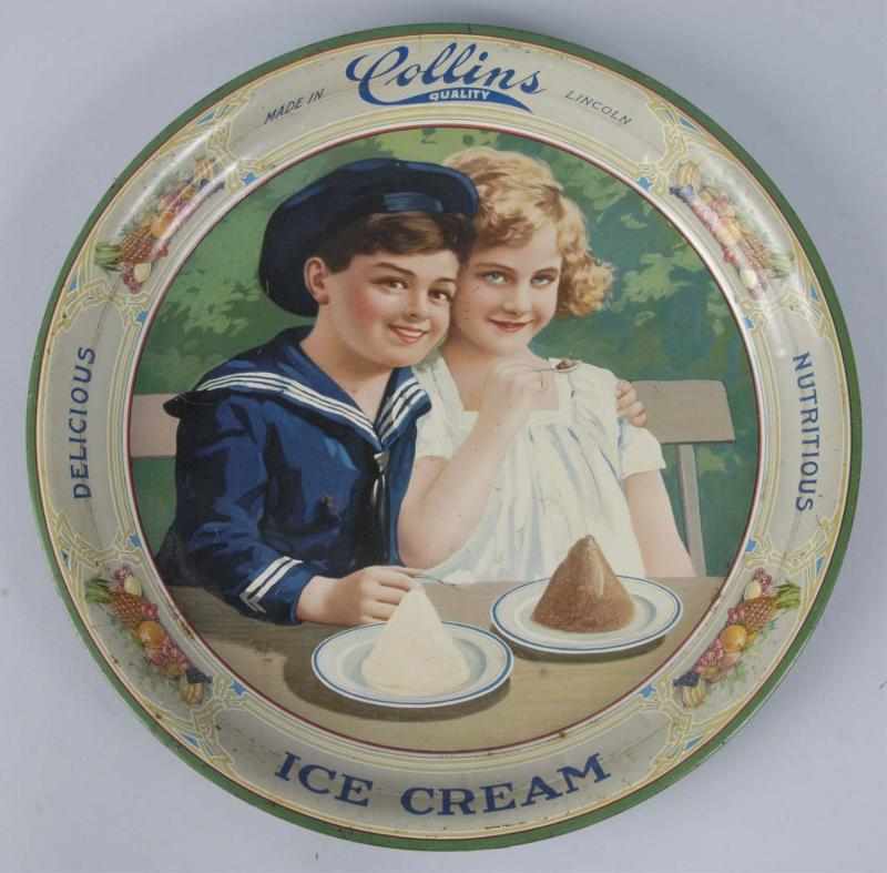 Appraisal: Tin Collins Ice Cream Serving Tray Description With nice graphics