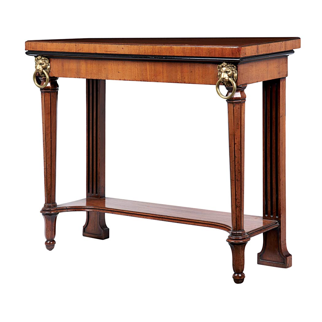 Appraisal: George IV Gilt-Bronze Mounted Part Ebonized Mahogany Console The rectangular