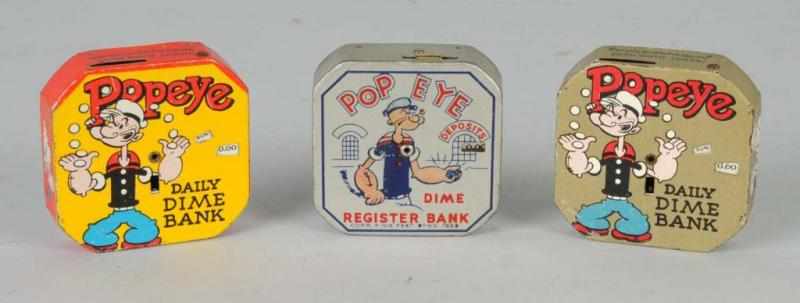 Appraisal: Lot of Popeye Dime Banks Condition Excellent Plus Size Each