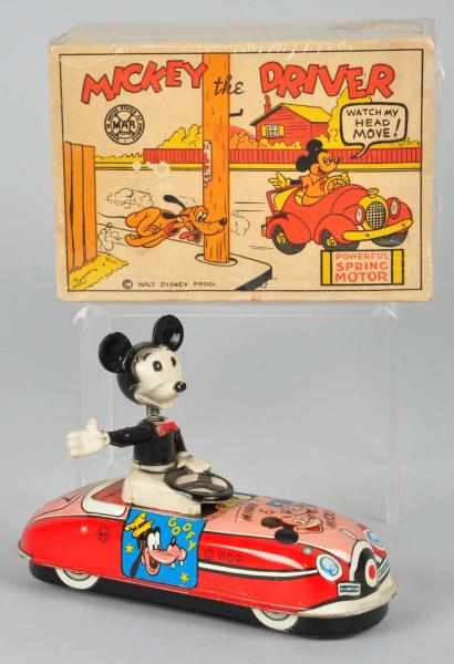 Appraisal: Tin Marx Disney Mickey the Driver Wind-Up Toy Description American