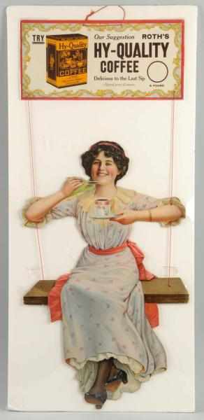 Appraisal: Hy-Quality Coffee Cardboard Cutout Girl in Swing to Light wear