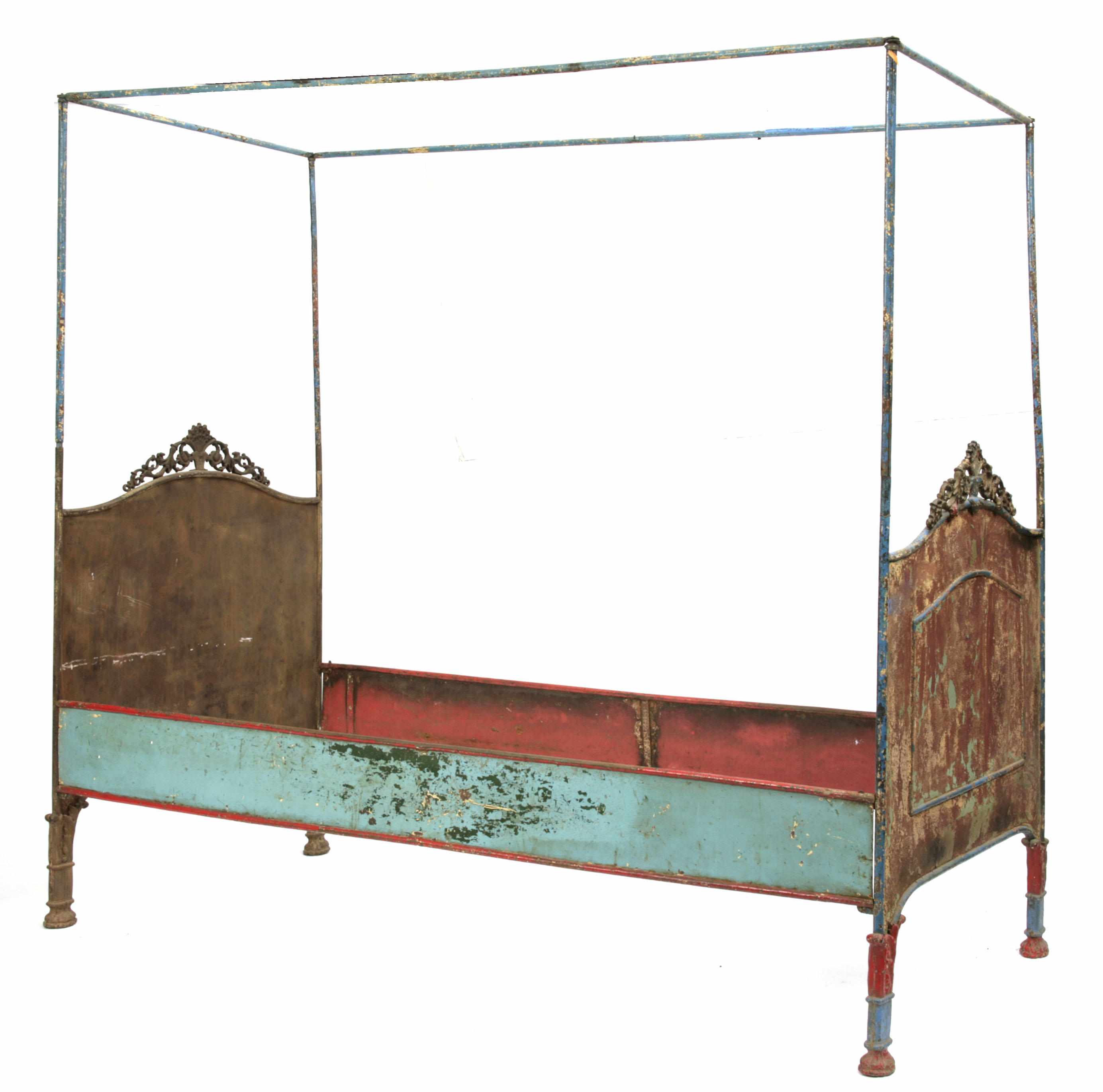 Appraisal: A French paint decorated canopy bed height in width in