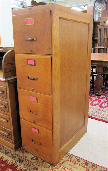 Appraisal: FOUR-DRAWER OAK FILE CABINET Browne-Morse Co Muskegon Michigan c -