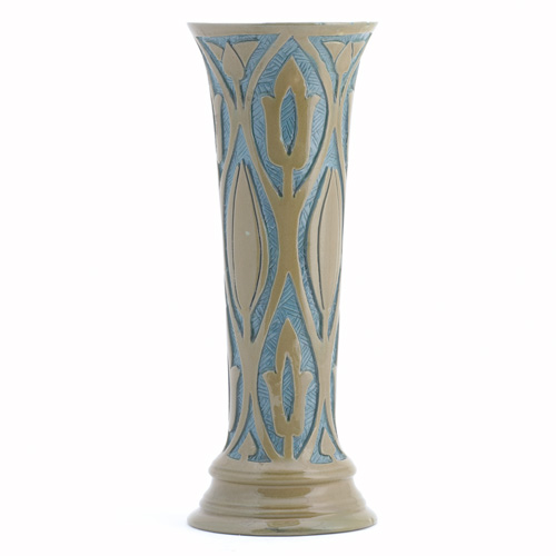 Appraisal: ROSEVILLE Della Robbia tall flaring vase excised with a pattern