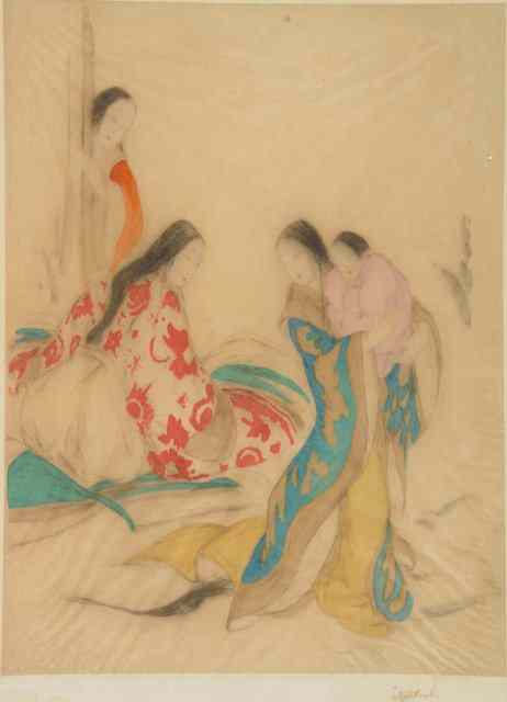 Appraisal: ELYSE ASHE LORD - Geisha girls hand coloured dry point