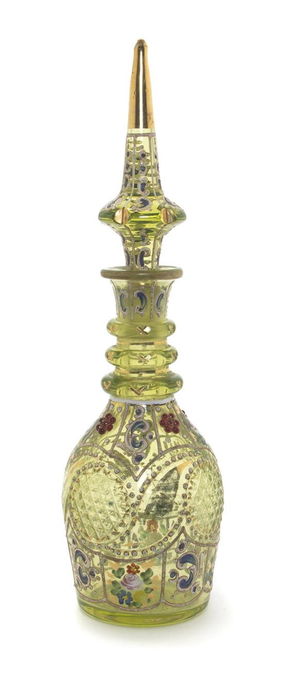 Appraisal: Sale Lot A Bohemian Green Glass Decanter th century of