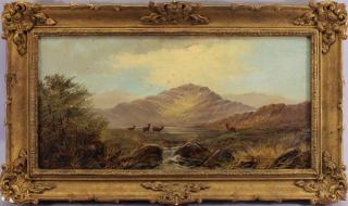 Appraisal: J Morris United Kingdom th C Landscape with animals near