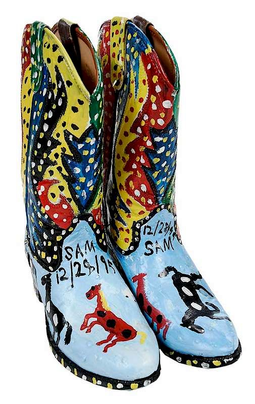 Appraisal: Sam's Paint Decorated Cowboy Boots American th century hand painted