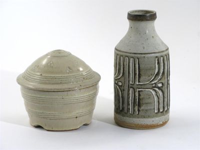 Appraisal: Phil Rogers born a stoneware jar and cover covered to