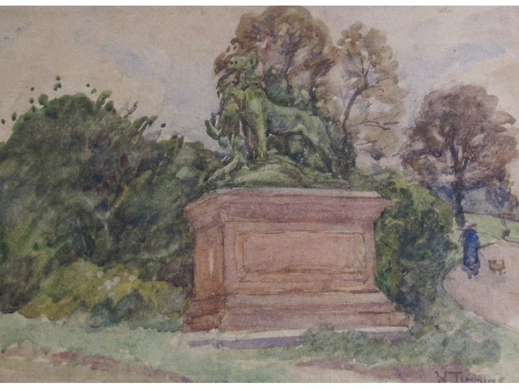 Appraisal: WILLIAM TIMMINS Watercolour 'The Lion Statue Kelvingrove Park' signed