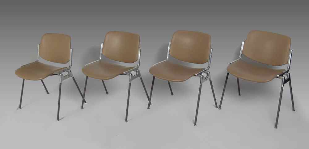 Appraisal: SET OF JSC CASTEILLI LEATHER STACKING CHAIRS '' h x