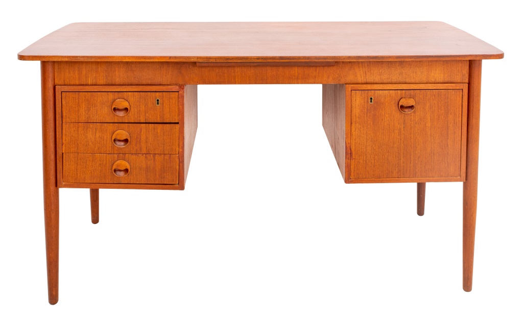 Appraisal: MID-CENTURY MODERN WALNUT DESK WRITING TABLE Scandinavian Mid-Century Modern walnut