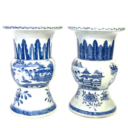 Appraisal: Pair of Chinese Export Porcelain Gu form vase s th