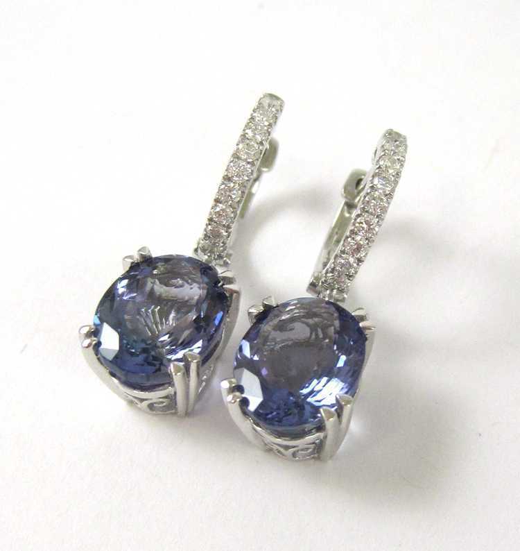 Appraisal: PAIR OF TANZANITE AND DIAMOND EARRINGS each k white gold