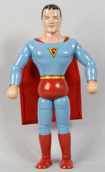 Appraisal: Wooden Ideal Jointed Superman Doll Figure Description Original cape Partial