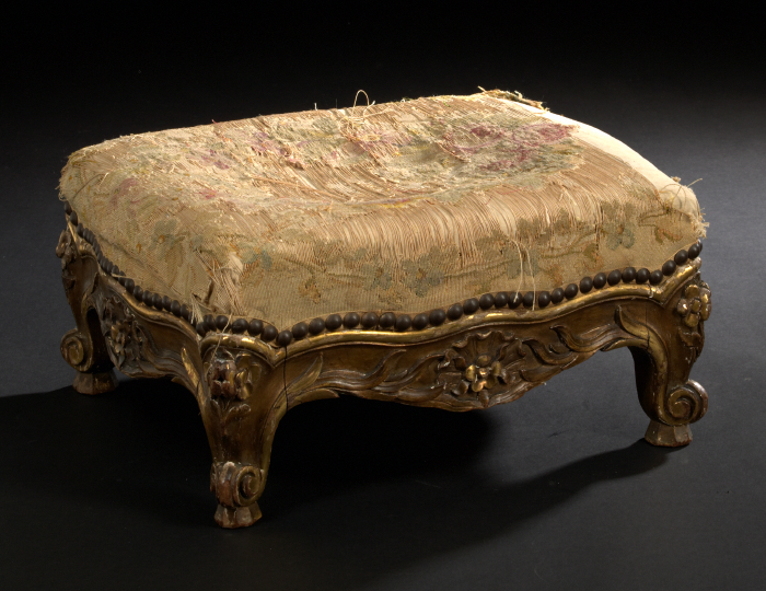 Appraisal: French Carved Giltwood Footstool fourth quarter th century in the