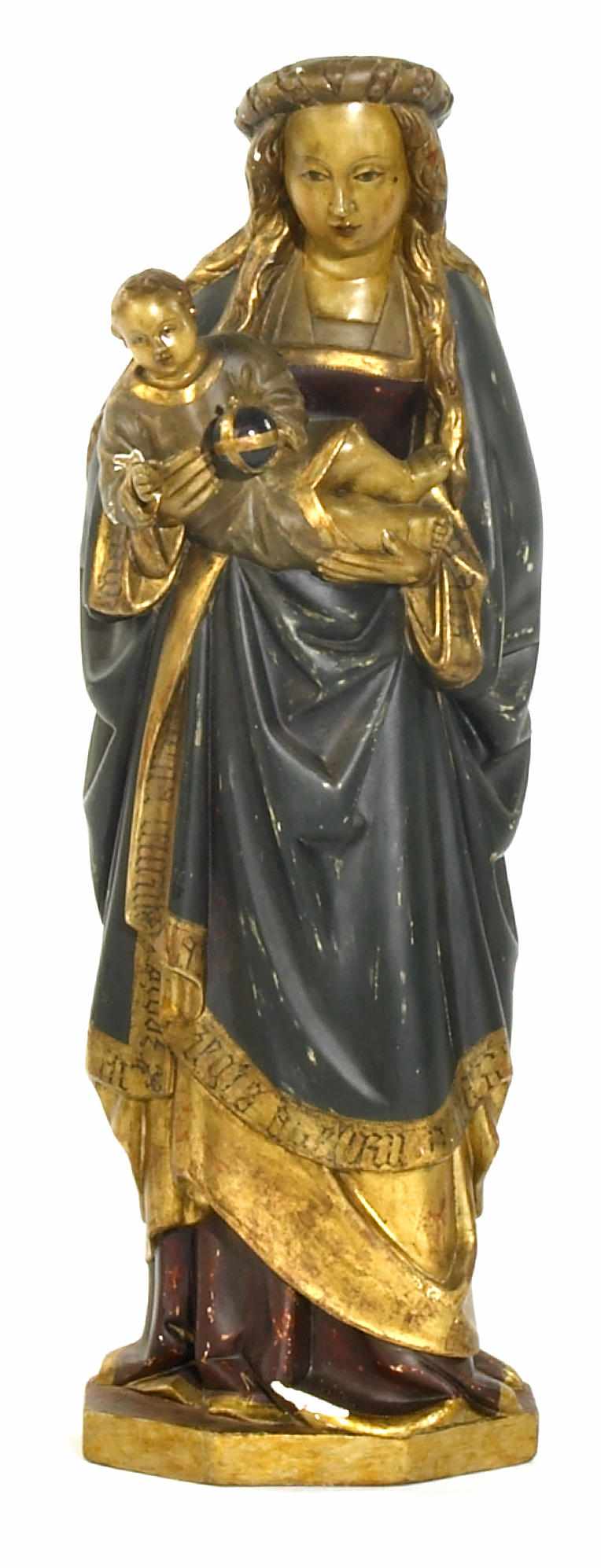 Appraisal: A Continental carved wood parcel gilt and paint decorated figure