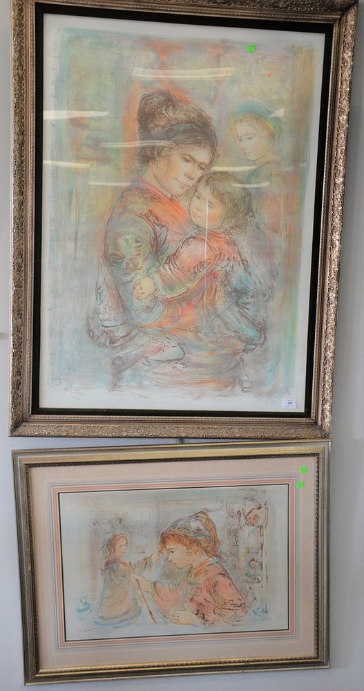 Appraisal: Two Edna Hibel American - Lithographs to include Small Family